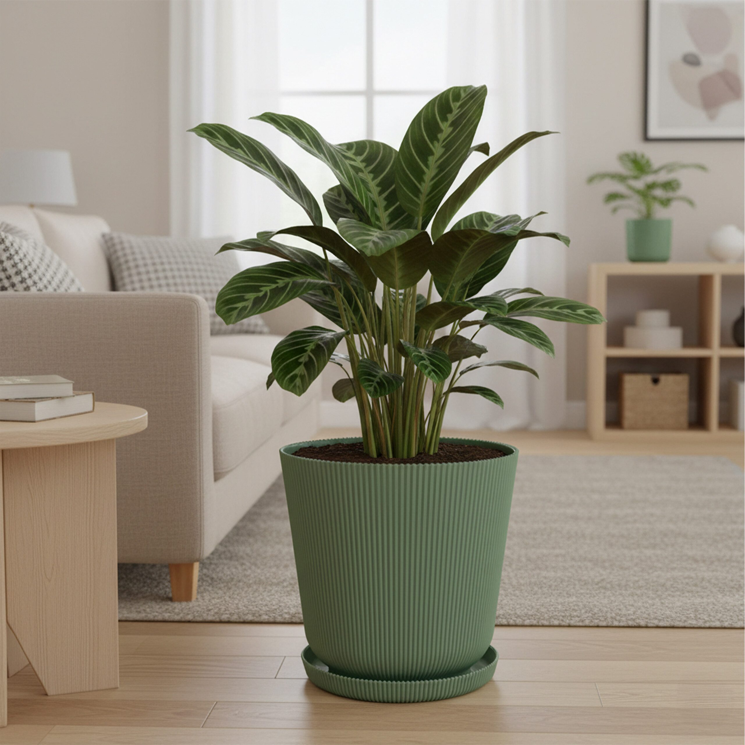 relaxdays Blumentopf mit Untersetzer 2er Set, Salbei günstig online kaufen