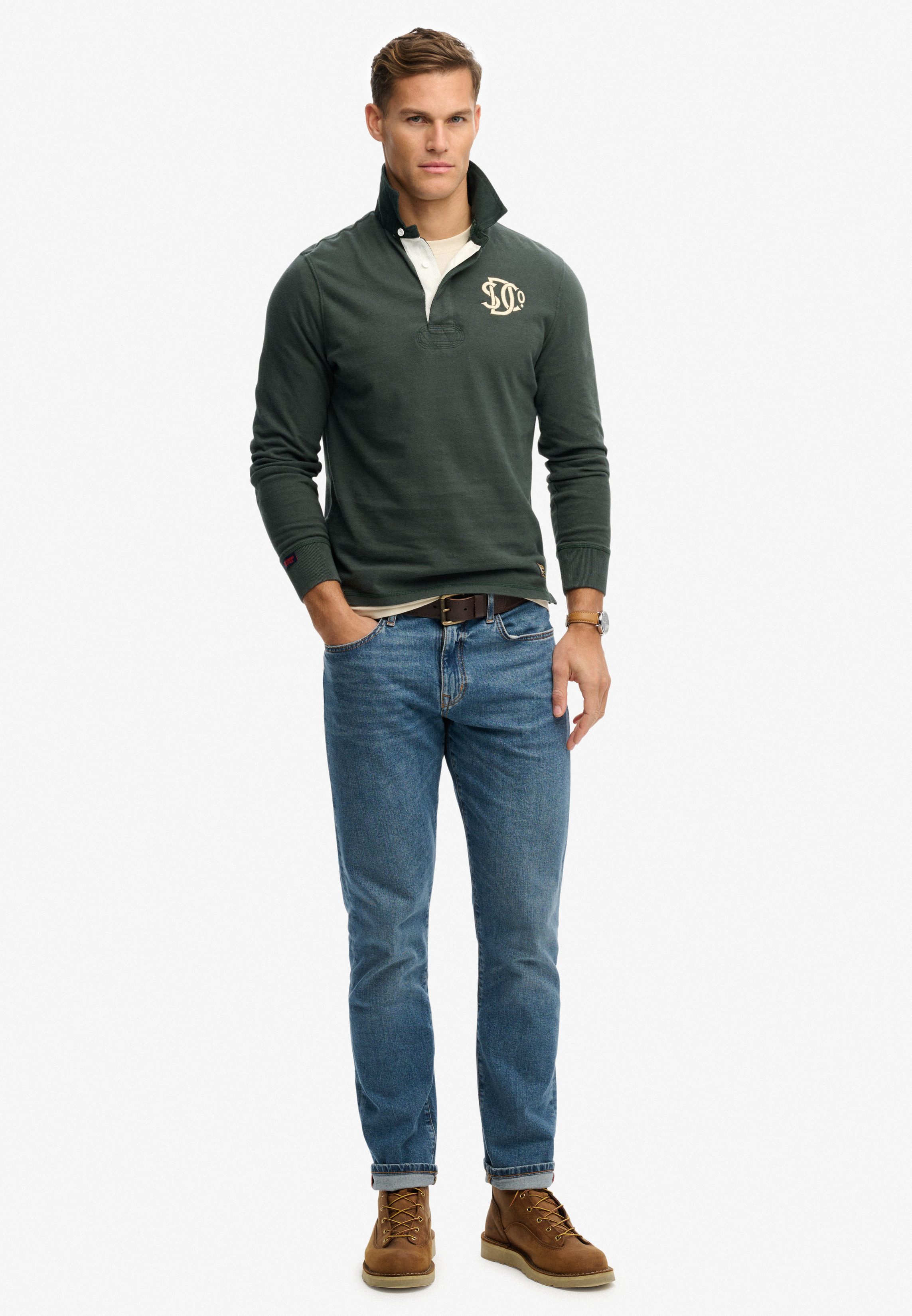 Superdry Langarmshirt VINTAGE ATHLETIC RUGBY Baumwolle, relaxed fit