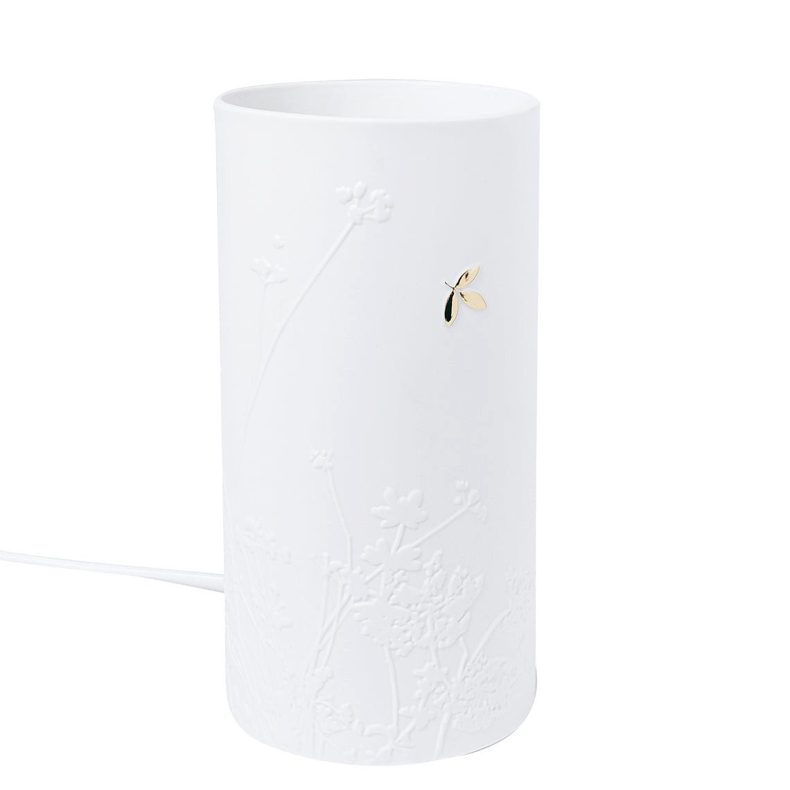 Räder Nachttischlampe Lampe aus Porzellan mit Golddetail und Blumenmuster von räder design -