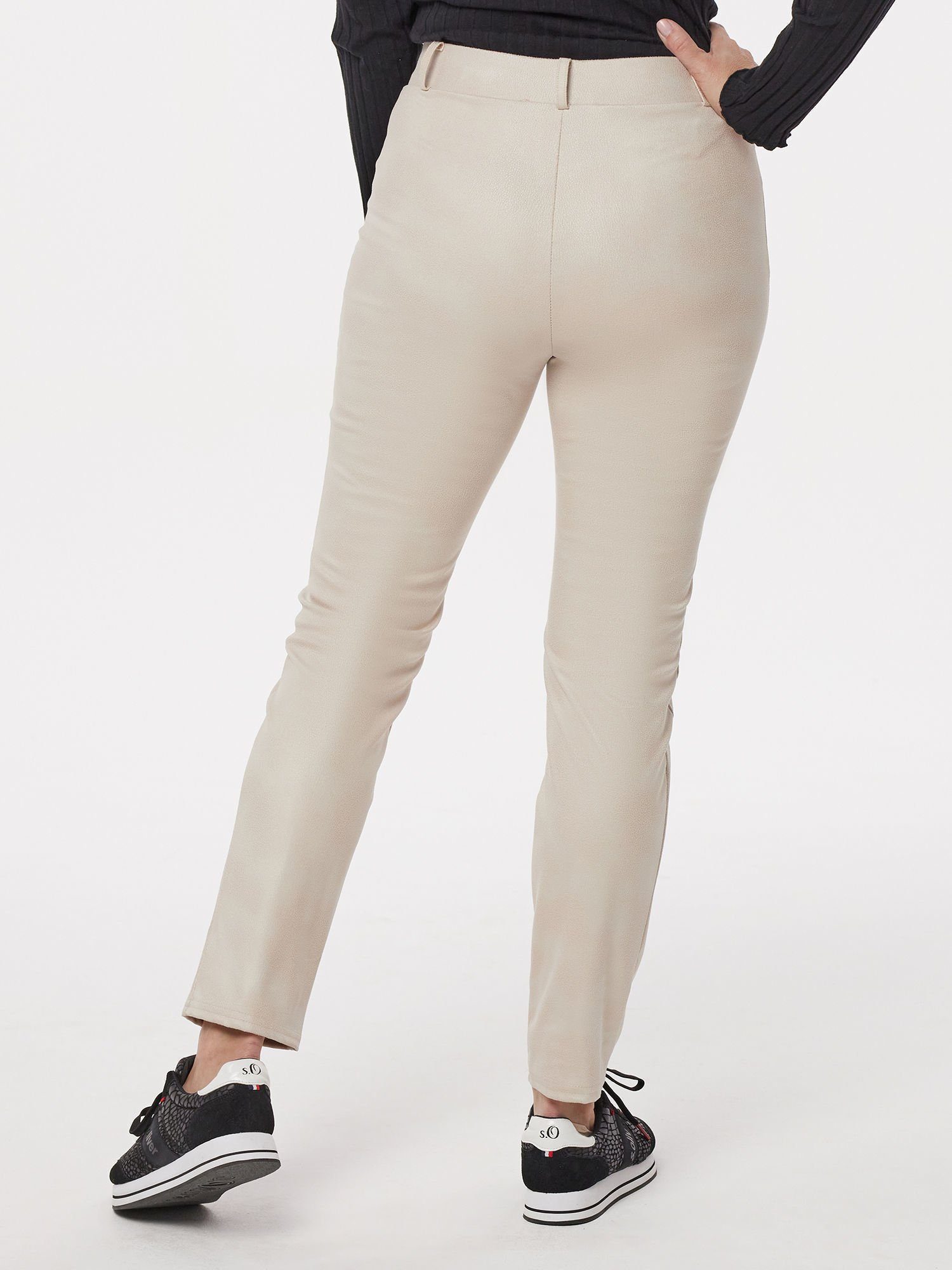 MONACO blue Leggings beige in Lammnappalederoptik Lederimitathose elastisch