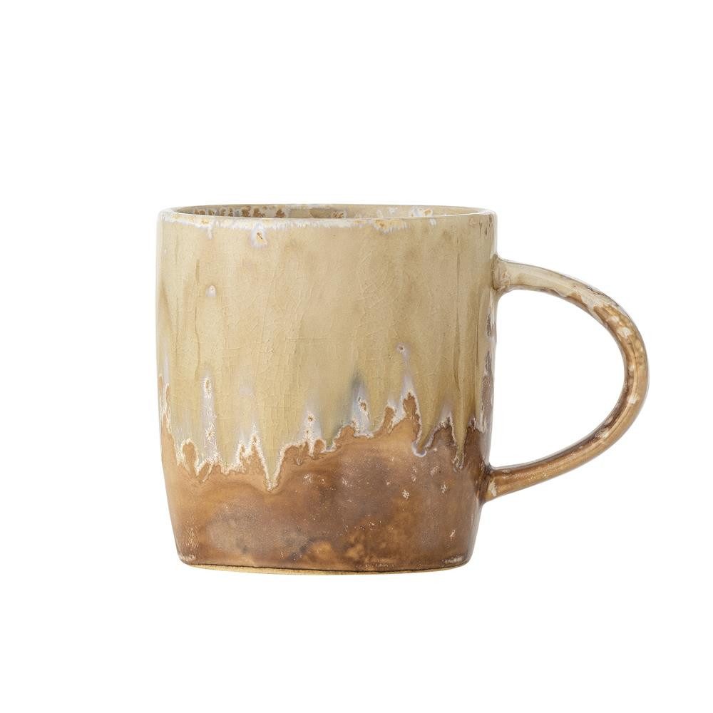 Bloomingville Tasse Milani Becher, Natur, Steingut, 400 ml, Steinzeug, Keramikbecher, Teebecher, Frühstücksbecher, skandinavisches Unikat