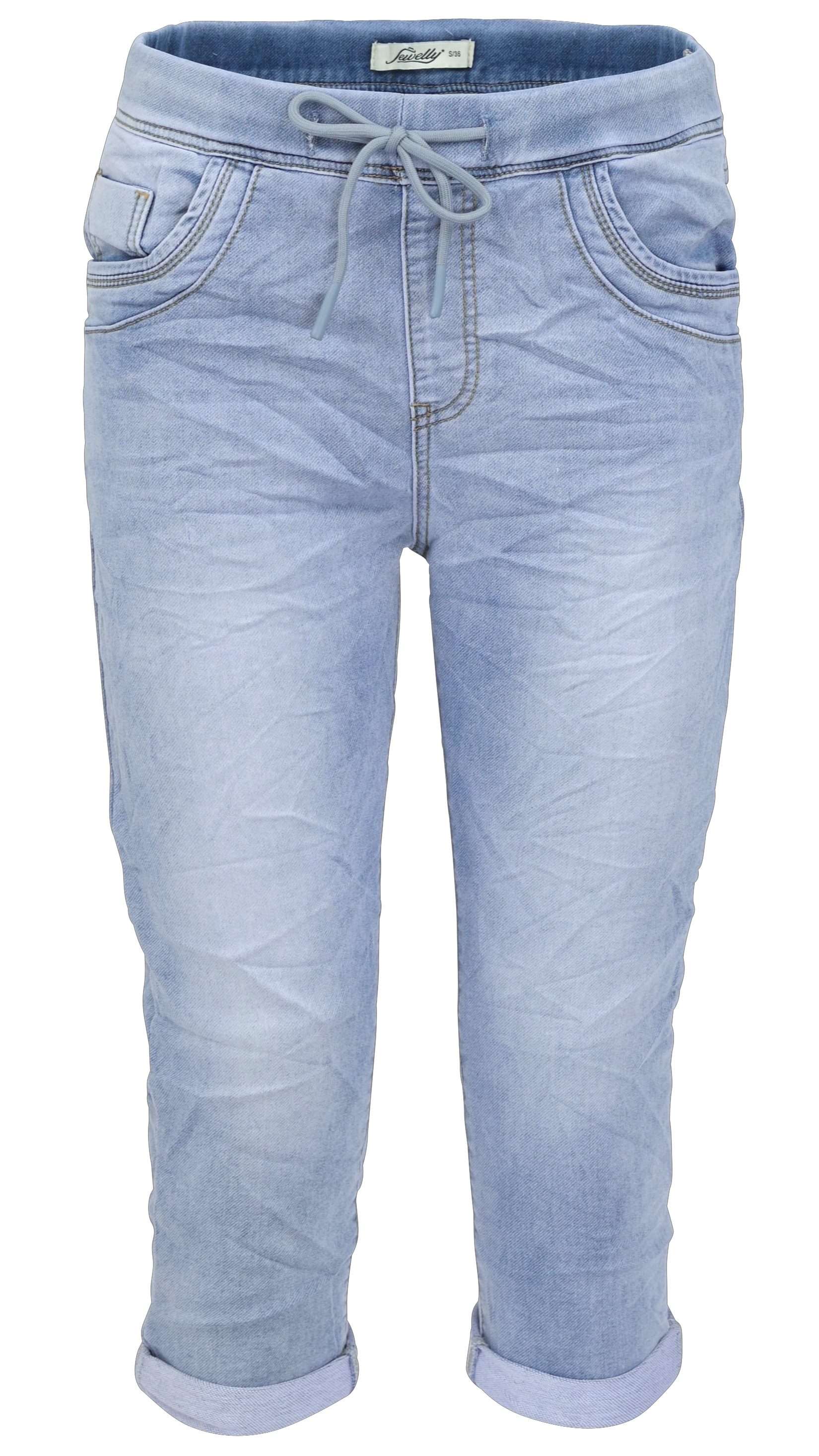 Jewelly Regular-fit-Jeans Jogg Pants - Capri Jeans im Denim-Look mit,  Bequeme Baumwollqualität