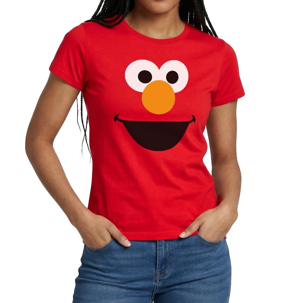 Spreadshirt T-Shirt Sesamstraße Elmo Gesicht Kostüm Karneval Frauen T-Shirt (1-tlg)
