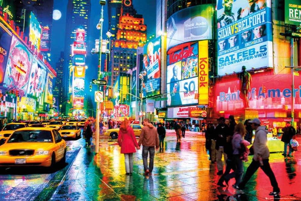 Poster New York - Poster - Times Square by Rain