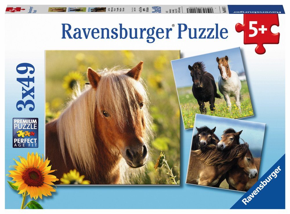 Ravensburger Puzzle 3 x 49 Teile Ravensburger Kinder Puzzle Liebe Pferde 08 günstig online kaufen
