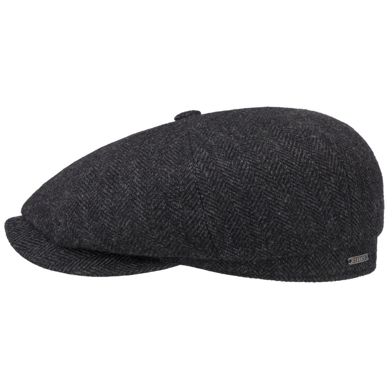 Flatcap Cap Flat Schirm schwarz-grau (1-St) Stetson mit
