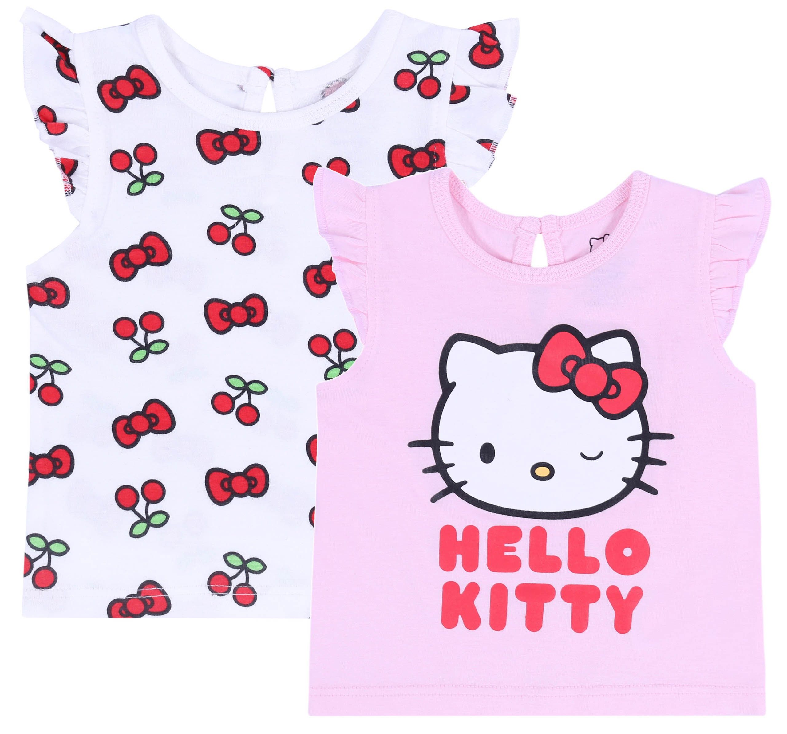 Sarcia.eu Blusentop 2 x Rosa-weißes Shirt Hello Kitty 3-6 Monate