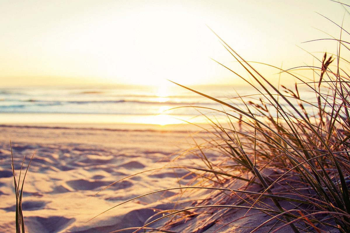 A.S. Création Vliestapete Strandtapete Sonnenuntergang Meer Beige Braun, glatt, matt, (1 St)