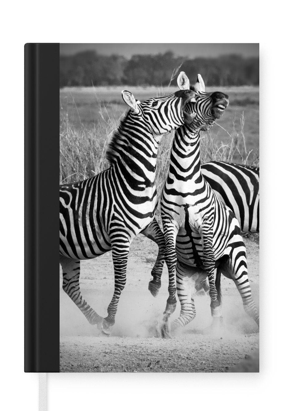 MuchoWow Notizbuch Kämpfende Zebras, Journal, Merkzettel, Tagebuch, Notizheft, A5, 98 Seiten, Haushaltsbuch