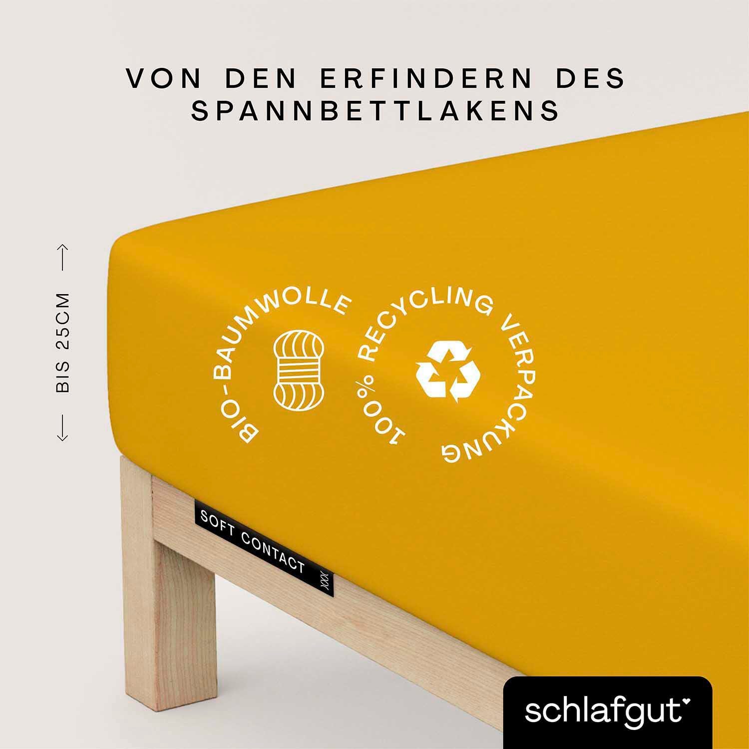 Schlafgut Spannbettlaken Soft Contact, Feinbiber, Gummizug: rundum, (1 Stück), 100% Bio Baumwolle