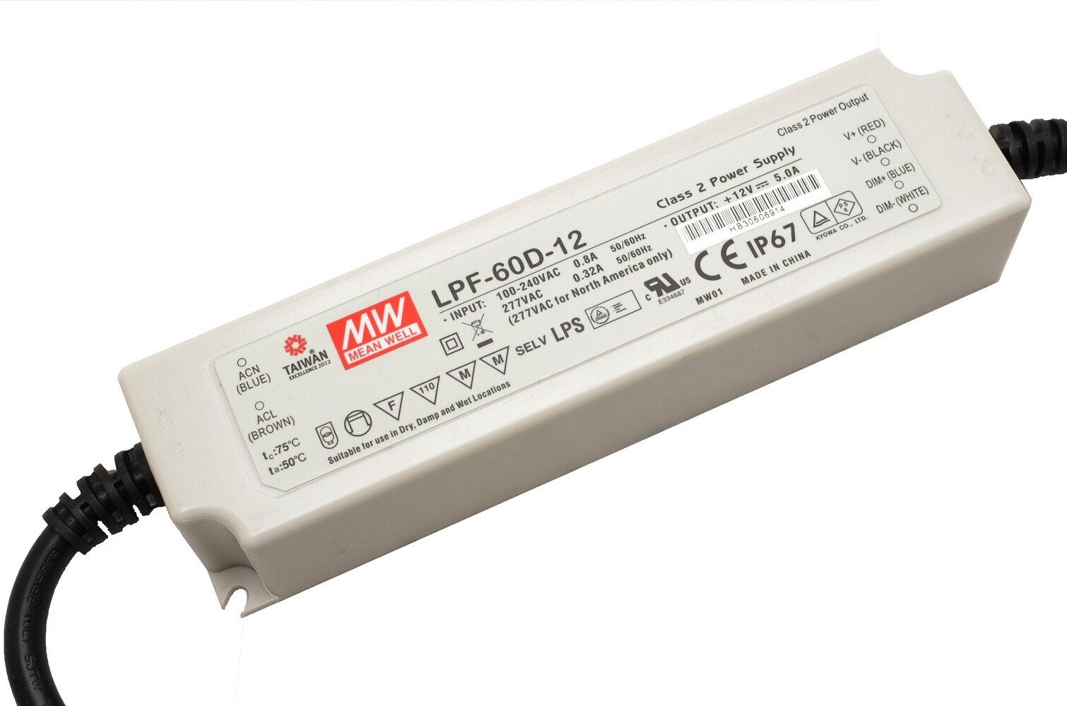 "LPF-60D-12" 12V, Kunststoff, Einbau, 60W, wassergeschützt, IP67 LED Trafo
