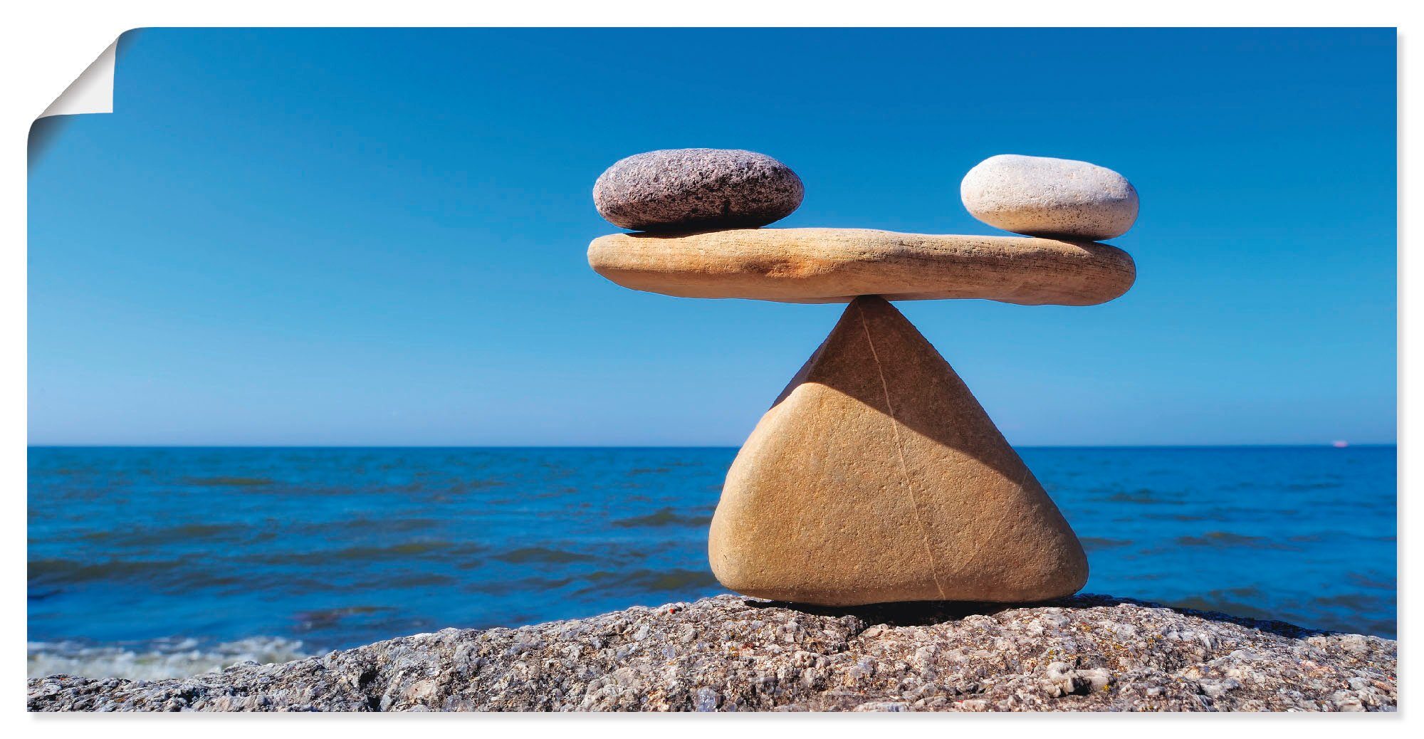 Artland Wandbild Gleichgewicht - Steine versch. Zen Größen Meer, (1 Wandaufkleber oder Leinwandbild, Alubild, St), als Poster in