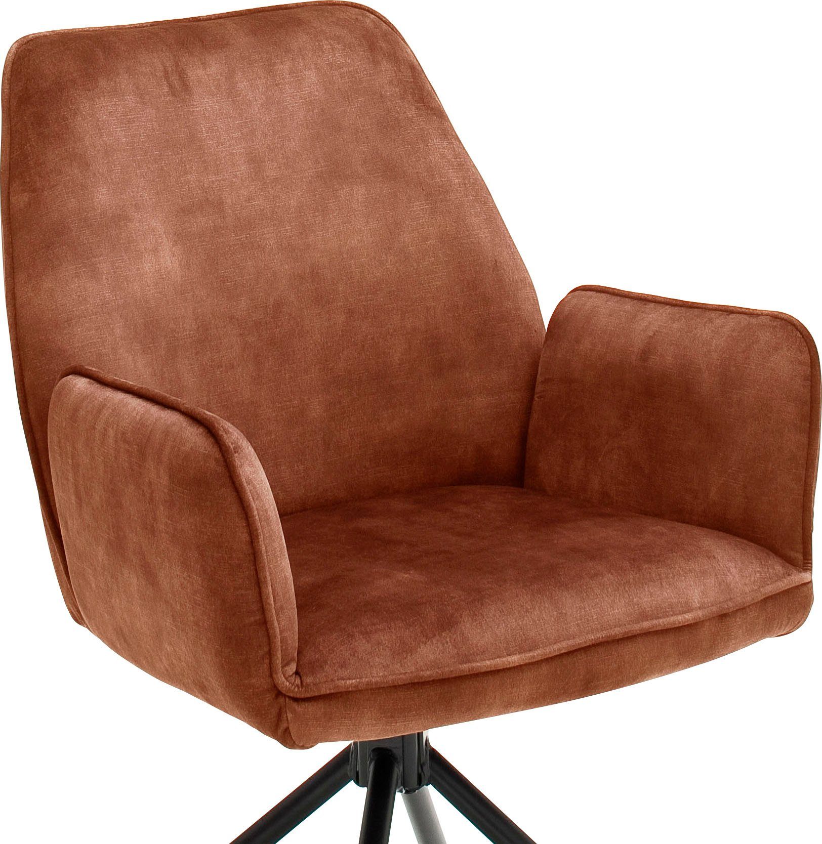 | Keder, 120 Vintage furniture Stuhl belastbar Kg mit Armlehne Rostbraun Ottawa Veloursoptik MCA mit St), (Set, Esszimmerstuhl bis Rostbraun 2