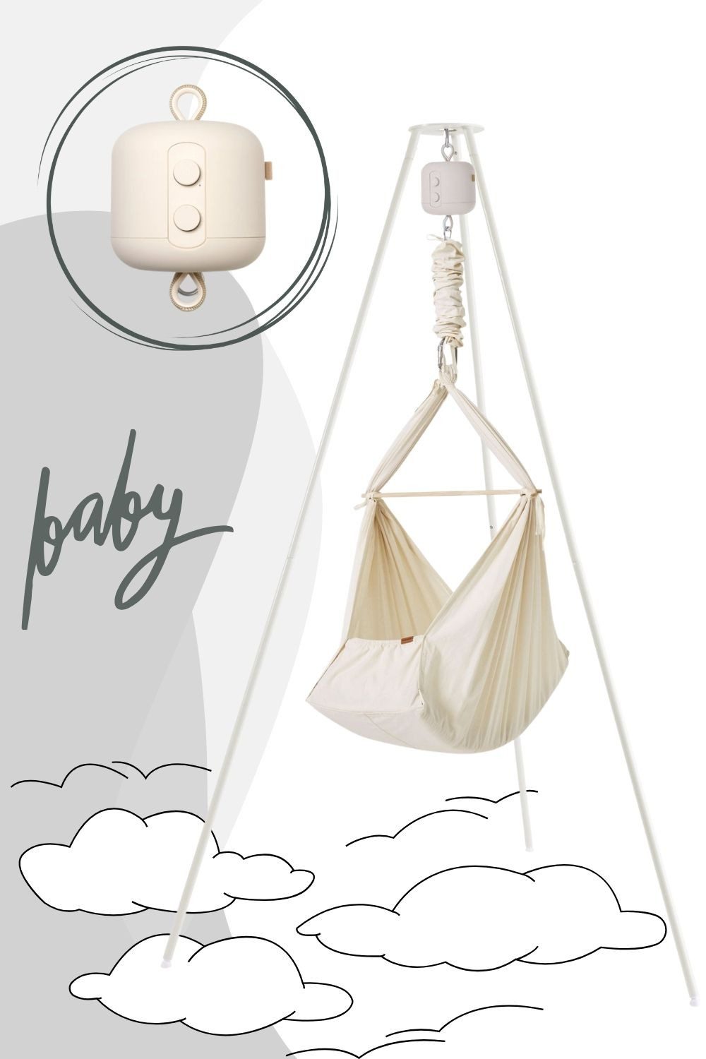 Membantu Babyschaukel Basic Set inkl. Ständer und Federwiegenmotor LeeLoo02
