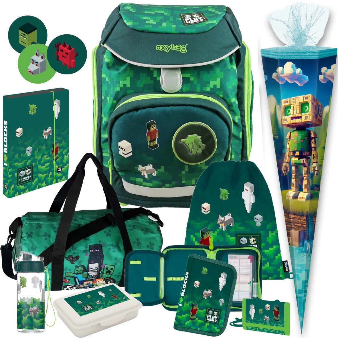 OXYBAG Schulranzen 1.Klasse Jungen in unterschiedlichen Sets (10-tlg)