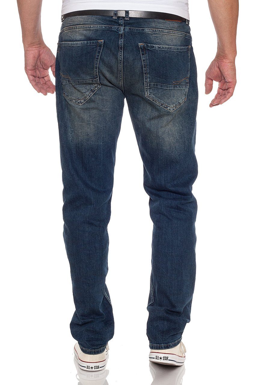 Straight-Jeans Slim Look of Miracle dezenter Ricardo Abbaretz Blue Denim Used M.O.D