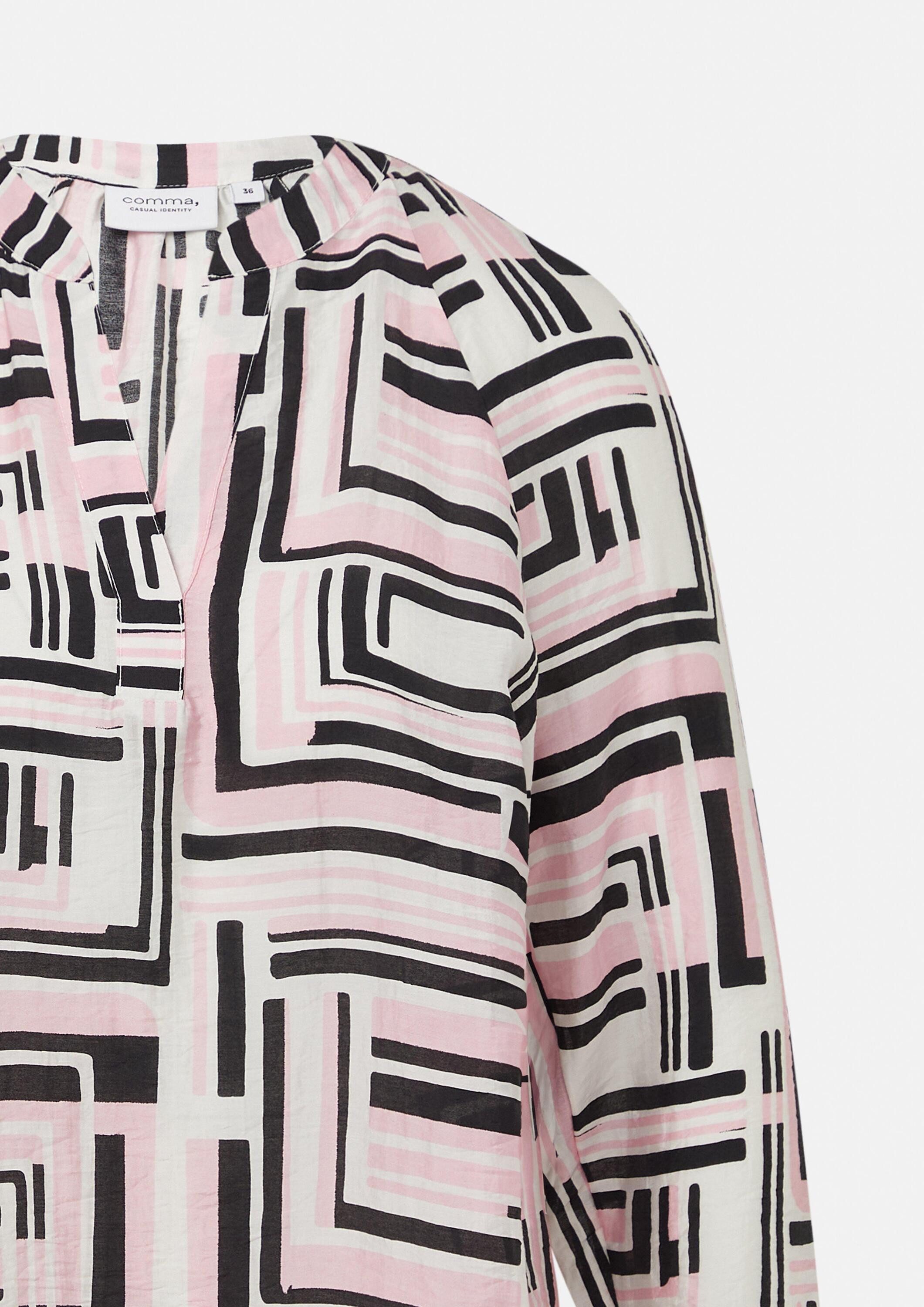 comma Langarmbluse Bluse Strukturierte Tunikabluse mit Raglan-Ärmeln