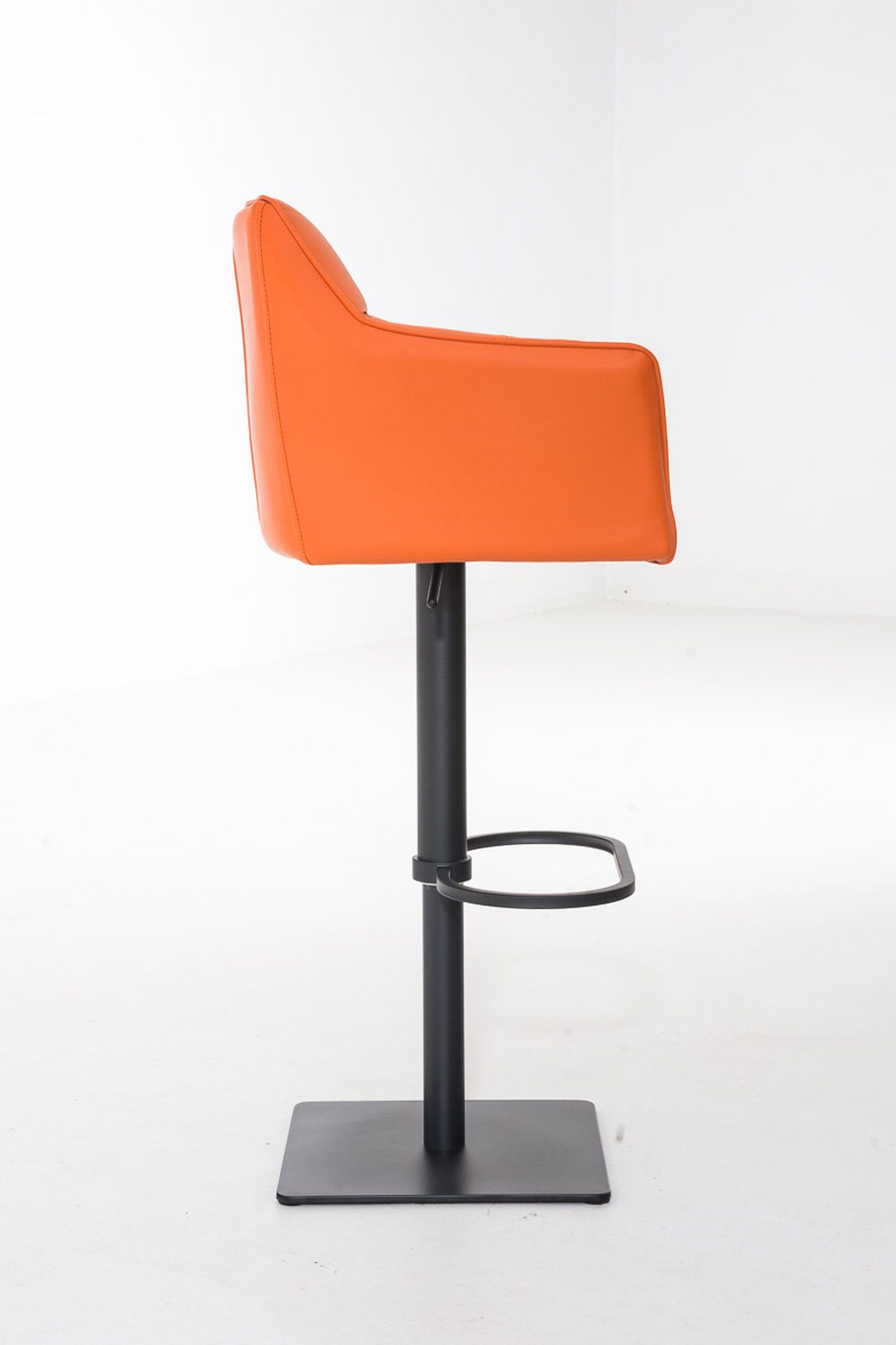 TPFLiving Barhocker Damaso (mit Rückenlehne - matt Metall - Küche), Fußstütze Theke Orange schwarz und - & Sitzfläche: Hocker Kunstleder drehbar 360° für