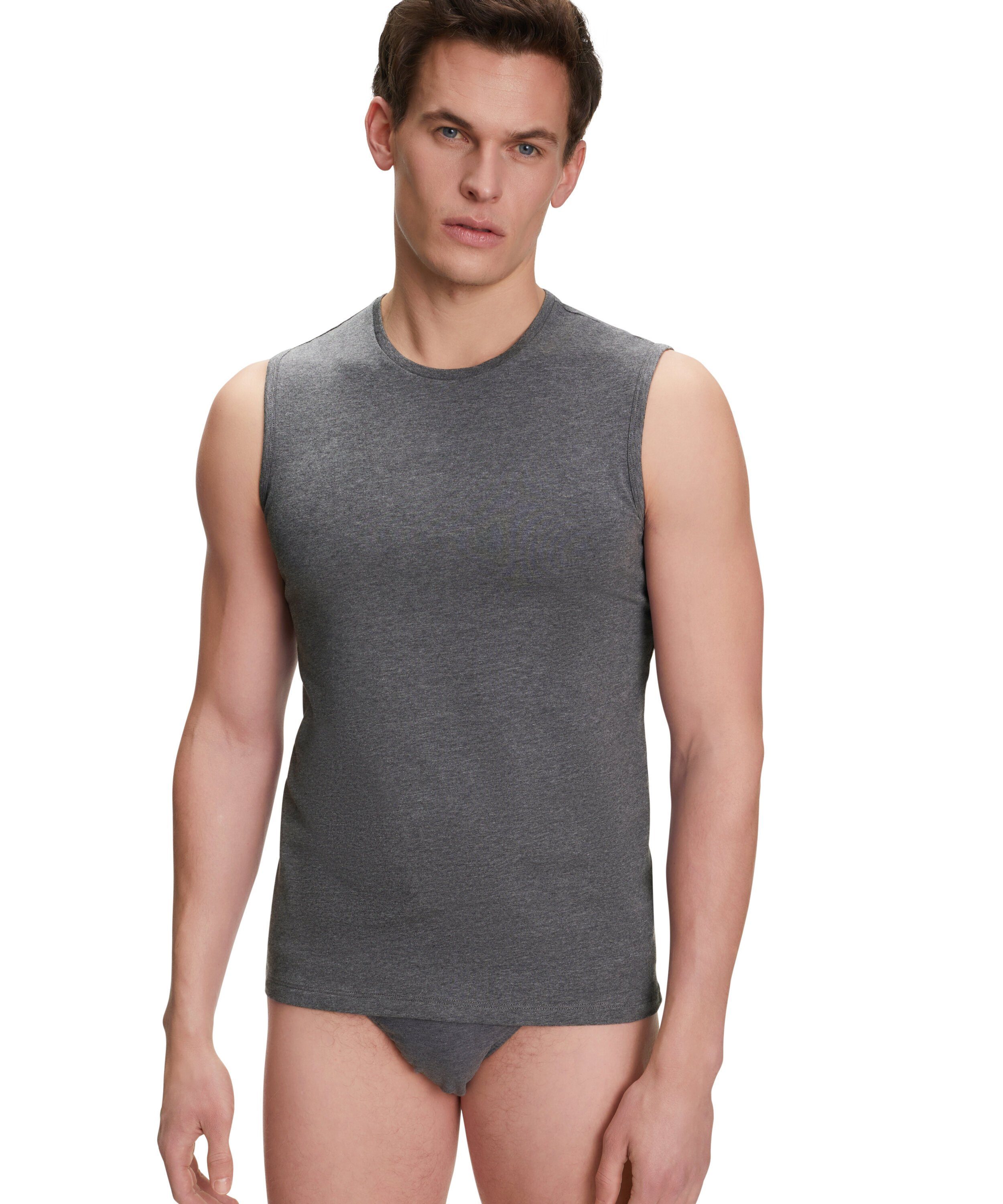 FALKE Unterhemd 2-Pack (2-St) Softe Baumwolle mit Elasthan dark grey -heather (3278)