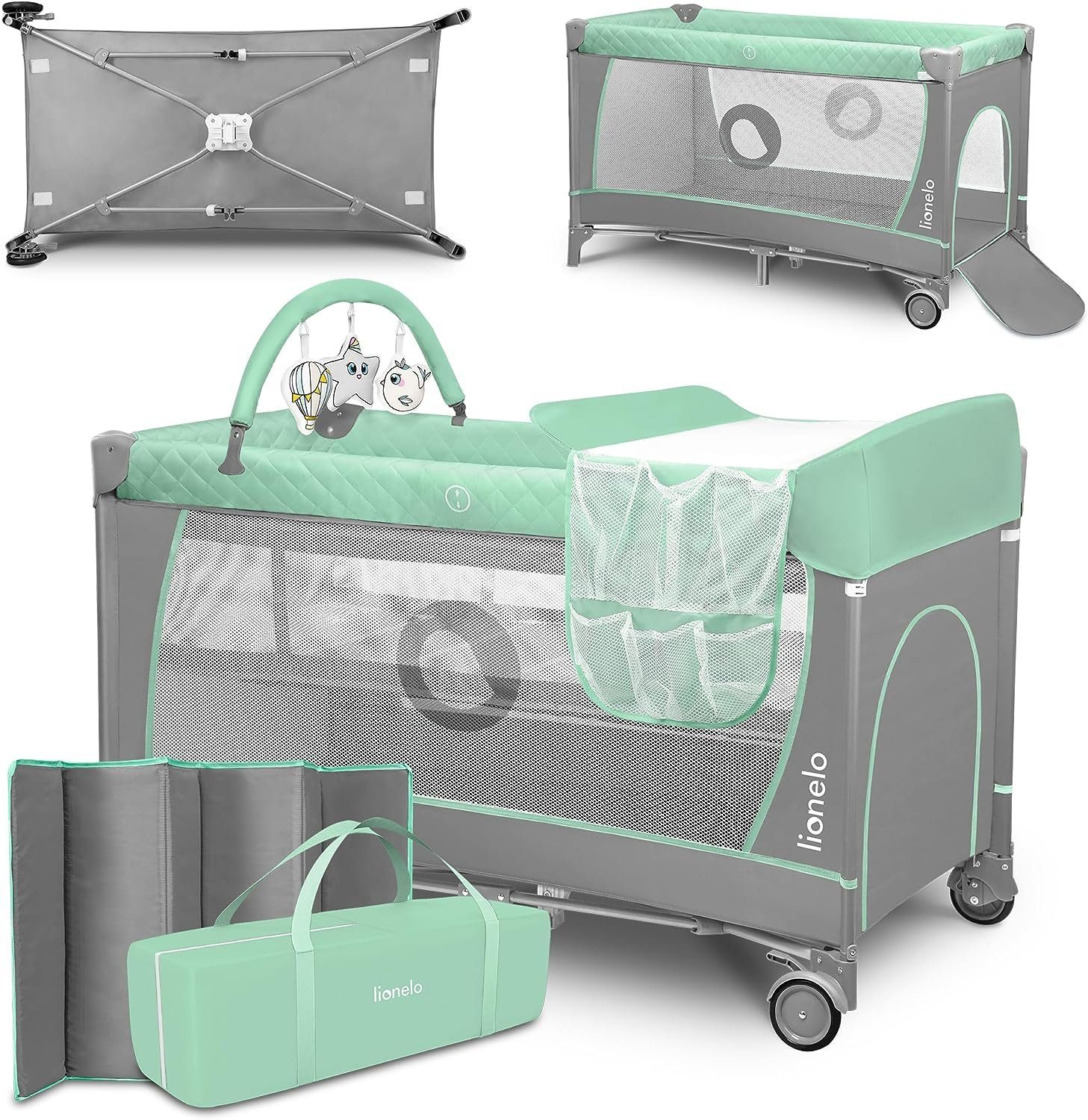 lionelo Baby-Reisebett FLOWER, 4in1:Laufstall Baby, Wickeltisch, günstig online kaufen