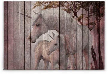 A.S. Création Leinwandbild fantasy 4, Tiere (1 St), Keilrahmen Bild Holzoptik Einhorn
