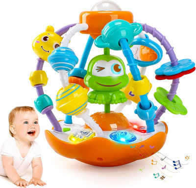 POPOLIC Rassel Sensorik Spielzeug Baby Rassel, Motorikspielzeug Montessori Spielzeug (Lernspielzeug Greifball Babyspielzeug), Greifling Baby Sensorik Krabbel Spielzeug, Babyspielzeug 3 Monate