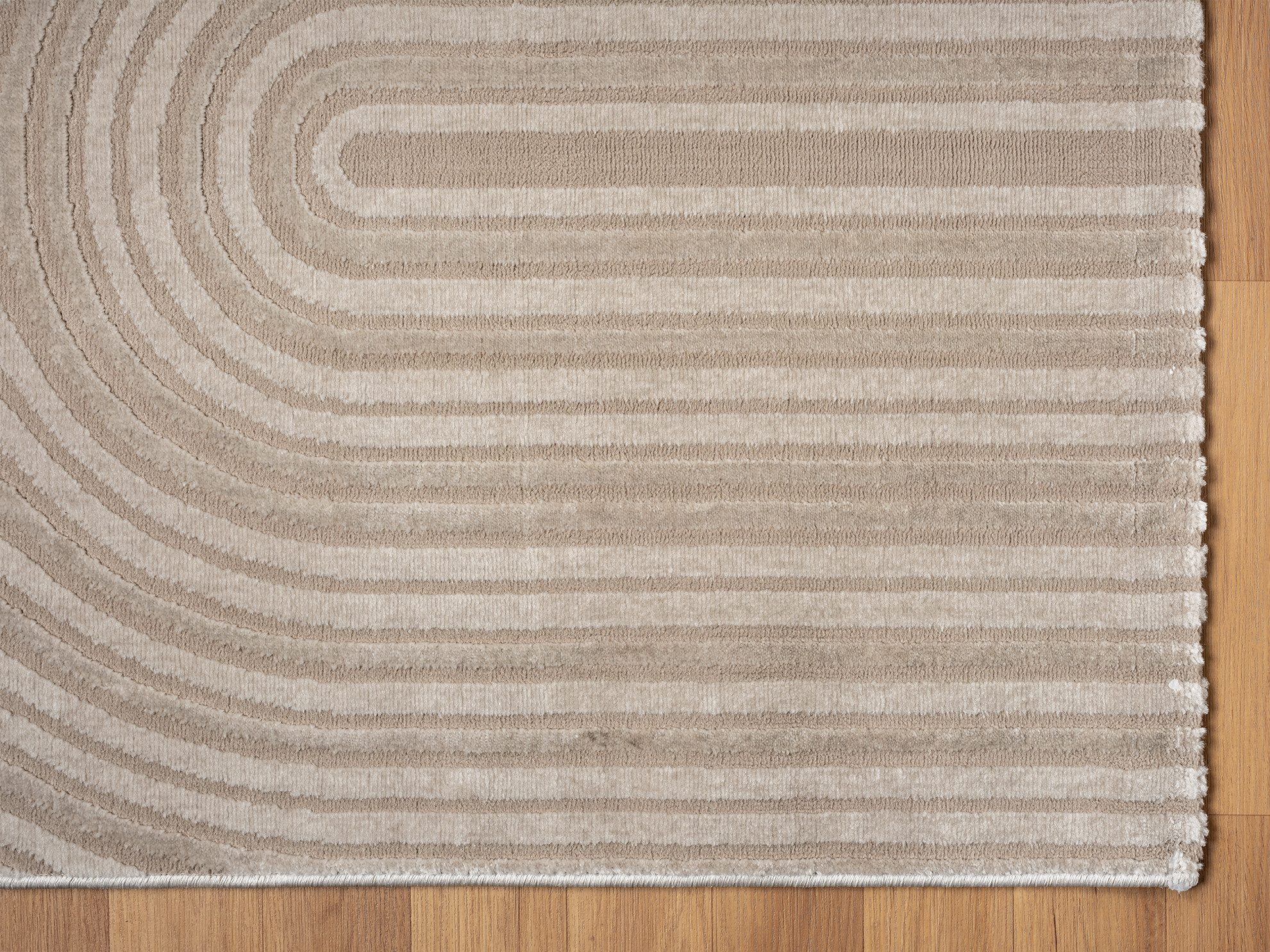 Vimoda Designteppich Wohnzimmer mit Kreis-Hochtiefmuster, Rechteck, kurzflor Teppich für Schlafzimmer, Wellenoptik, Boho Skandi – Bild 4 von 5