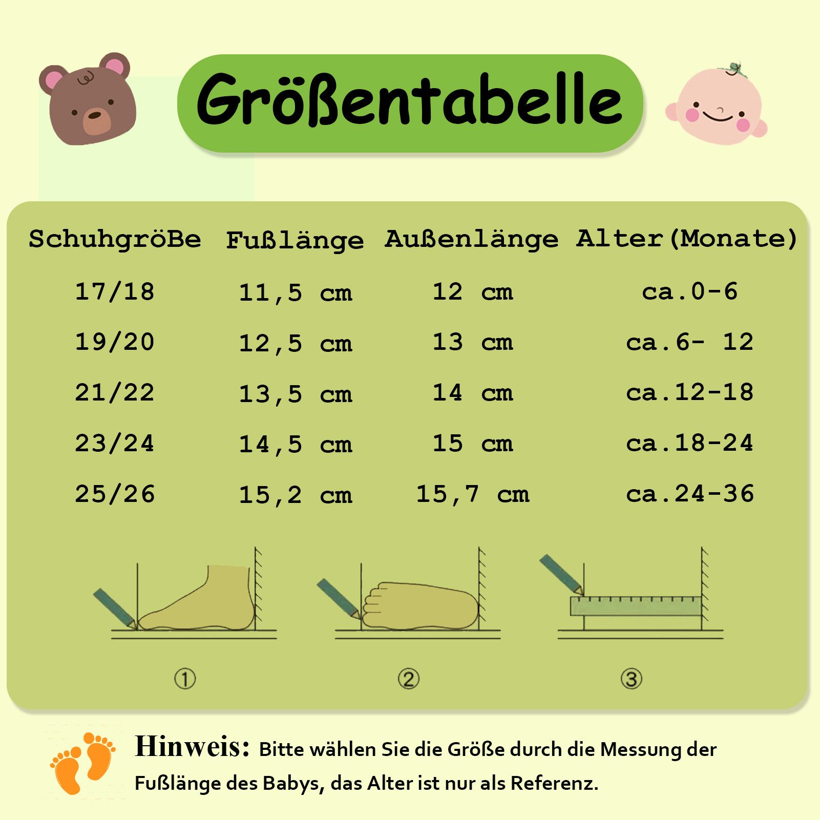 Sayoyo Weiche Leder Krabbelschuhe Lauflernschuhe Hausschuhe Lederpuschen Krabbelschuh (Bär Grau 100% Leder) – Bild 5 von 5