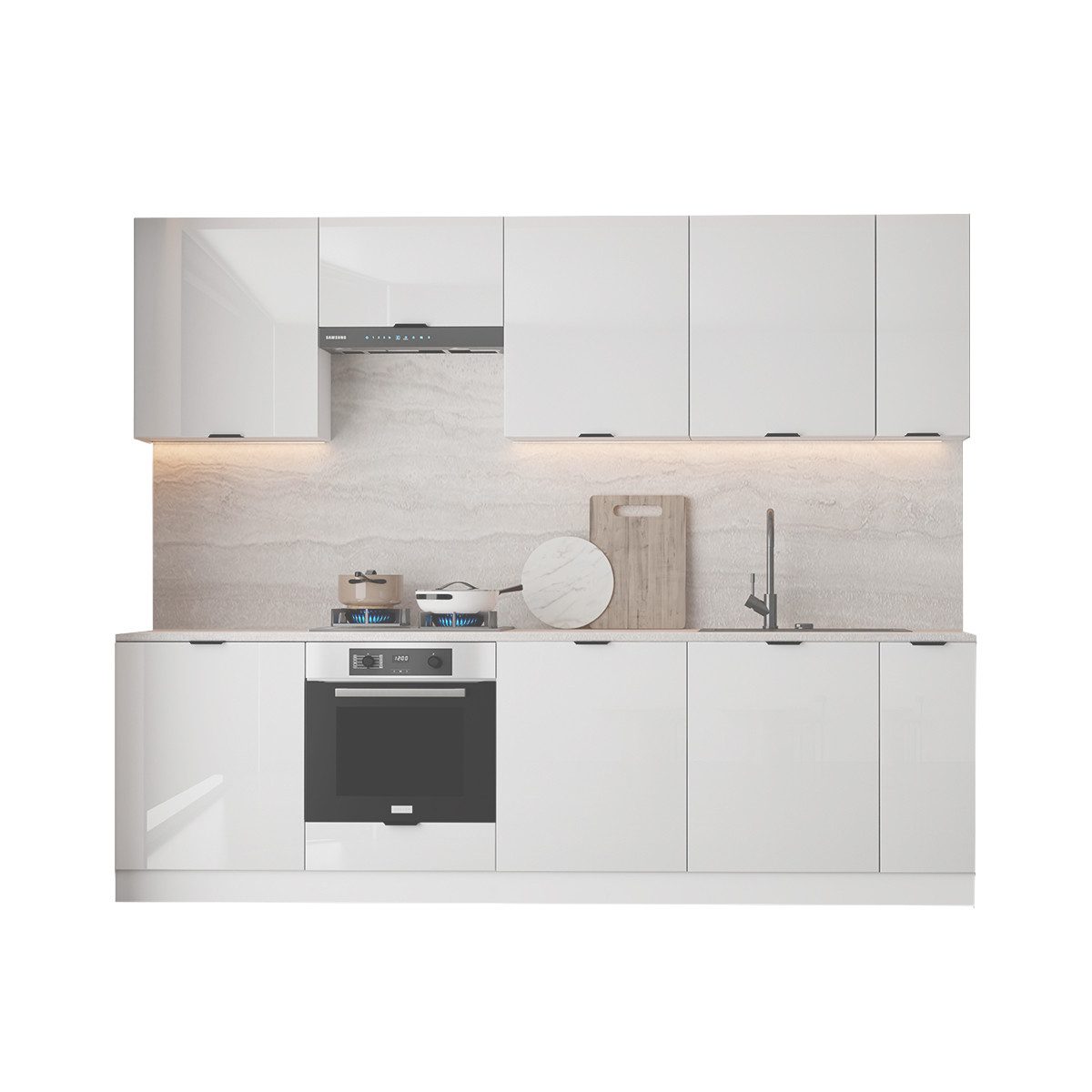 ROYAL24_MARKT Küchenzeile – 270 cm – Lunara – Ohne Arbeitsplatte & Elektrogeräte, (Set), Feinste Qualität - Modern - Zeitlos