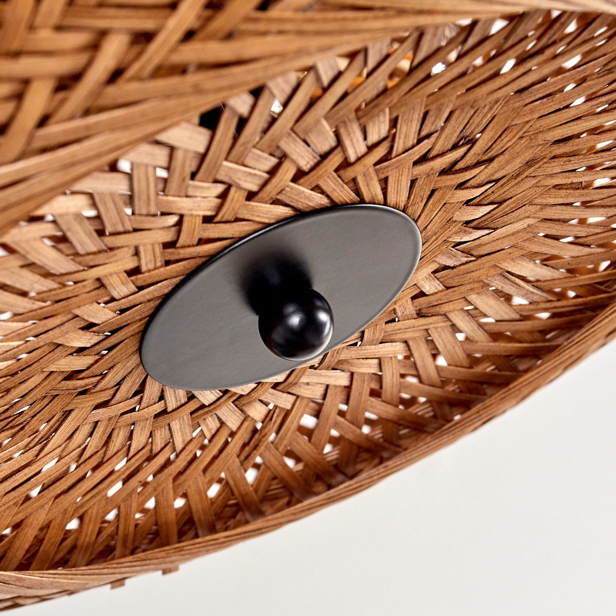 hofstein Deckenleuchte moderne Deckenlampe aus Metall/Bambus/Holz in Schwarz/Natur, ohne Leuchtmittel, Boho-Design Deckenleuchte,Lichteffekt, Ø40cm, 3xE27, ohne Leuchtmittel