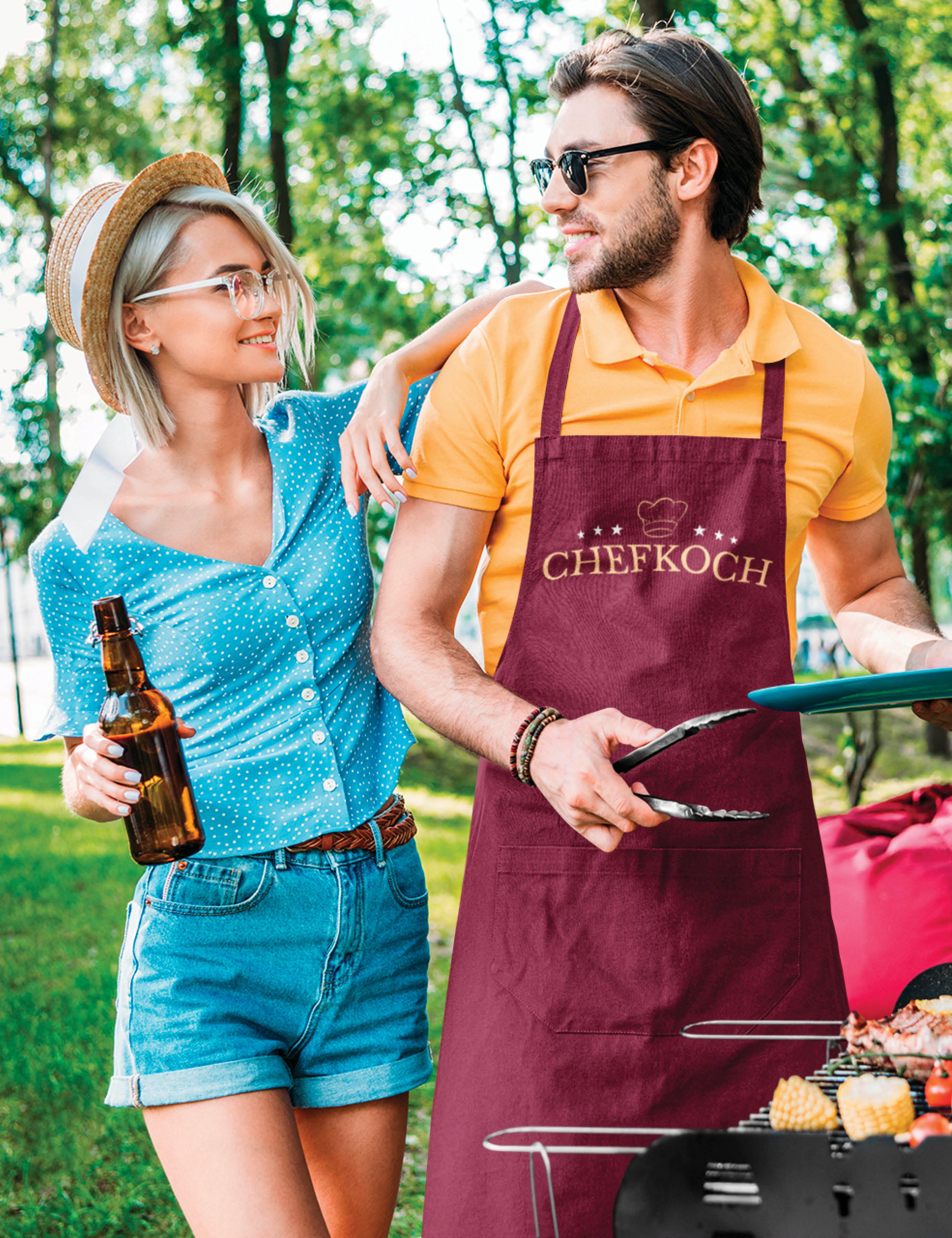 Youth Designz Grillschürze Herren Schürze Chefkoch Print Kochschürze Statement Geschenk Männer, mit lustigem Spruch & Logo Aufdruck