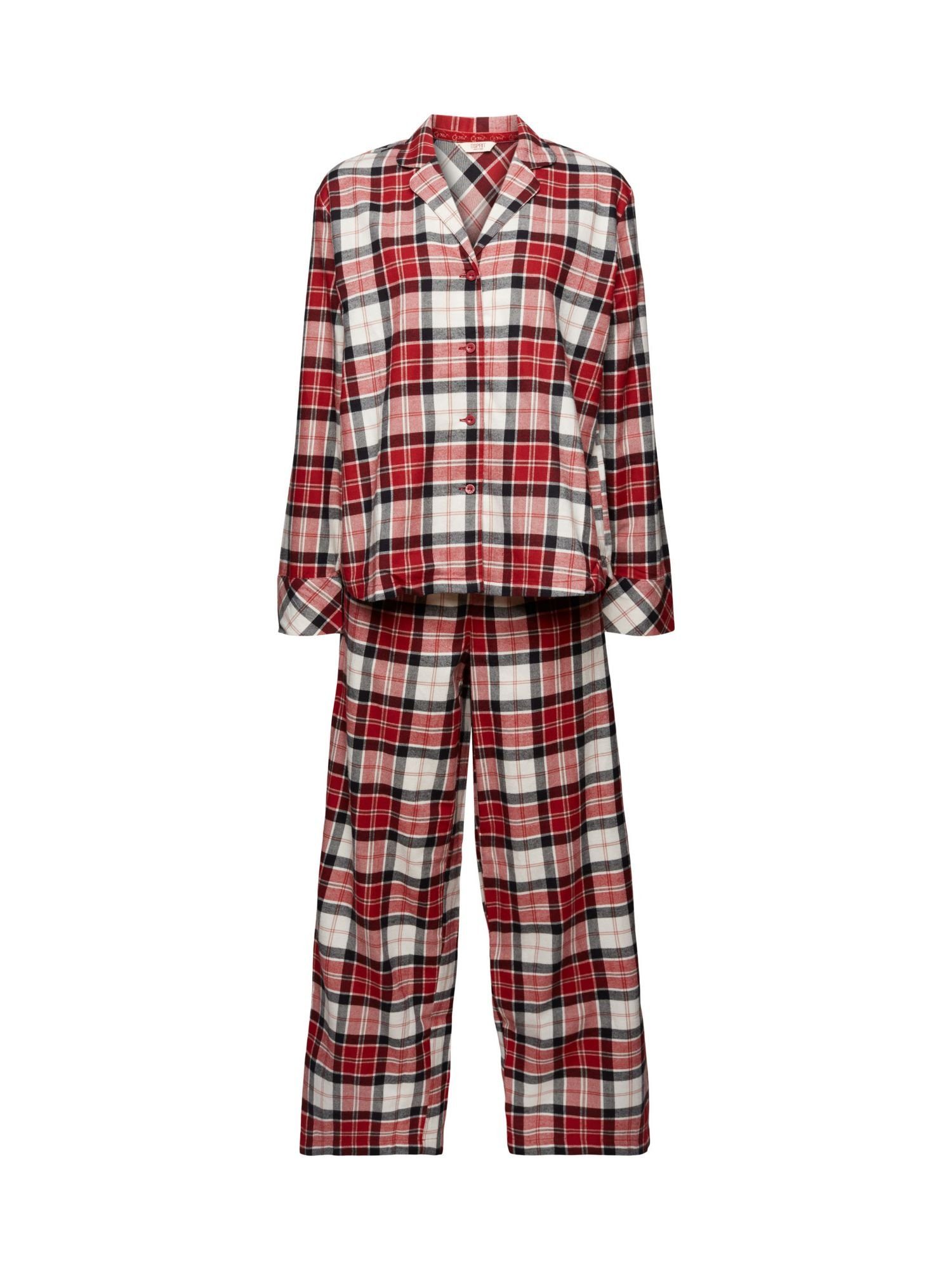 Flanell NEW kariertem Esprit RED Pyjama aus Pyjama-Set