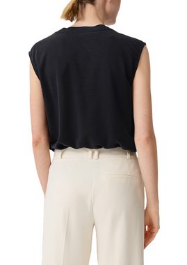 Comma Shirttop Shirt mit Schulter-Raffung Raffung, Lochstickerei