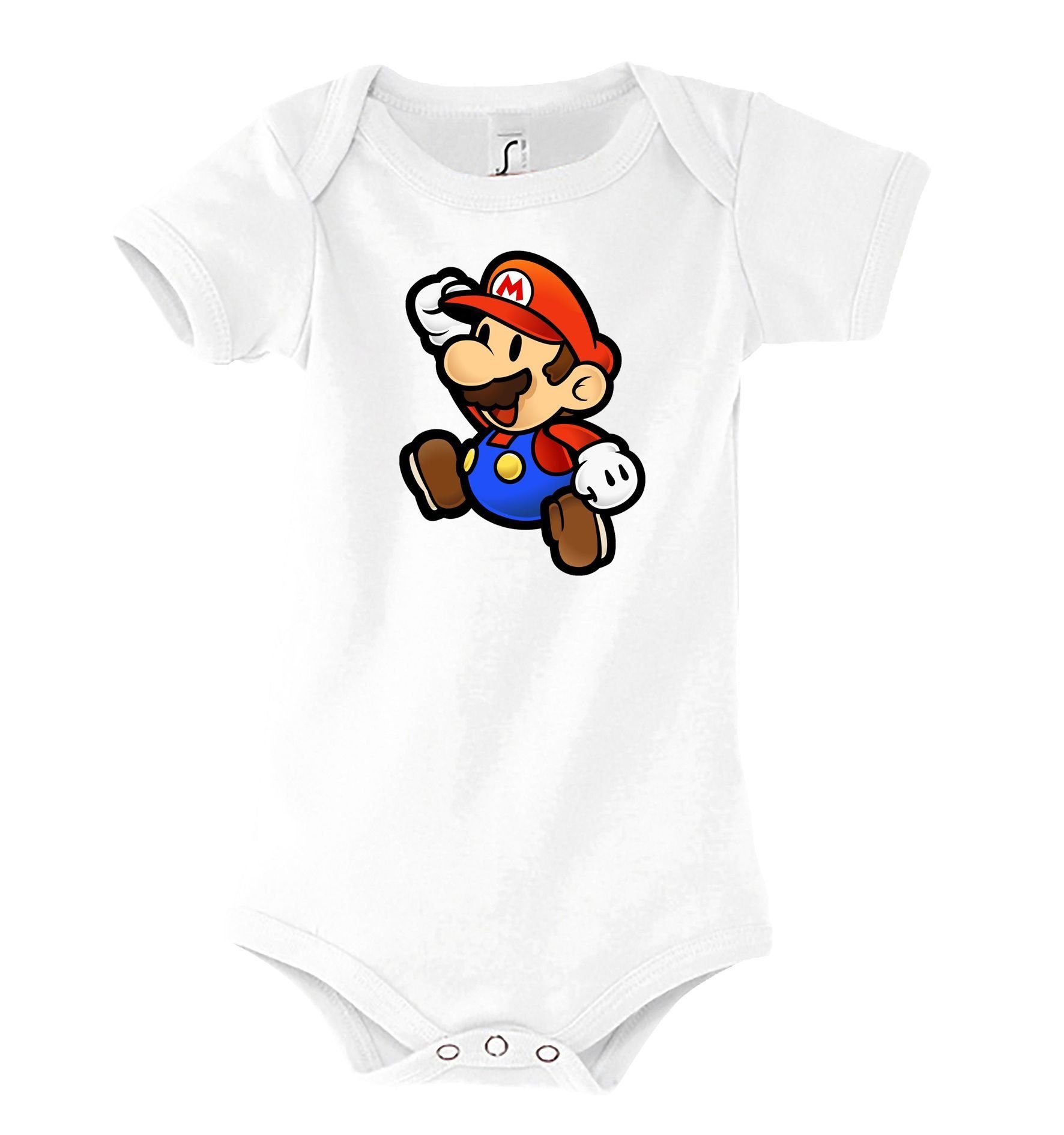 Youth Designz Kurzarmbody Baby Body Strampler Mario mit niedlichem Frontprint Weiß