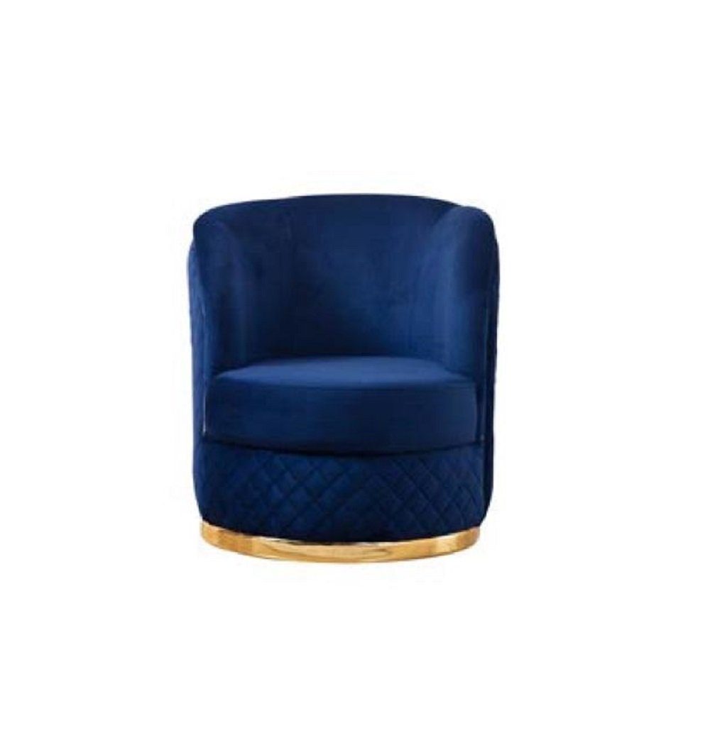 JVmoebel Sessel Luxus Design Textil Neu Sessel Einsitzer Thron Möbel Blauer Design