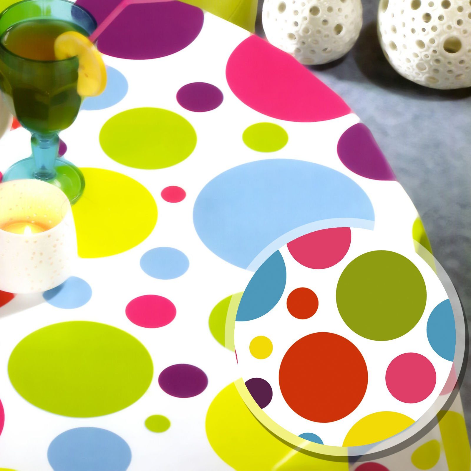 Melody Gartentischdecke Wachstuch Tischdecke Punkte bunt günstig online kaufen