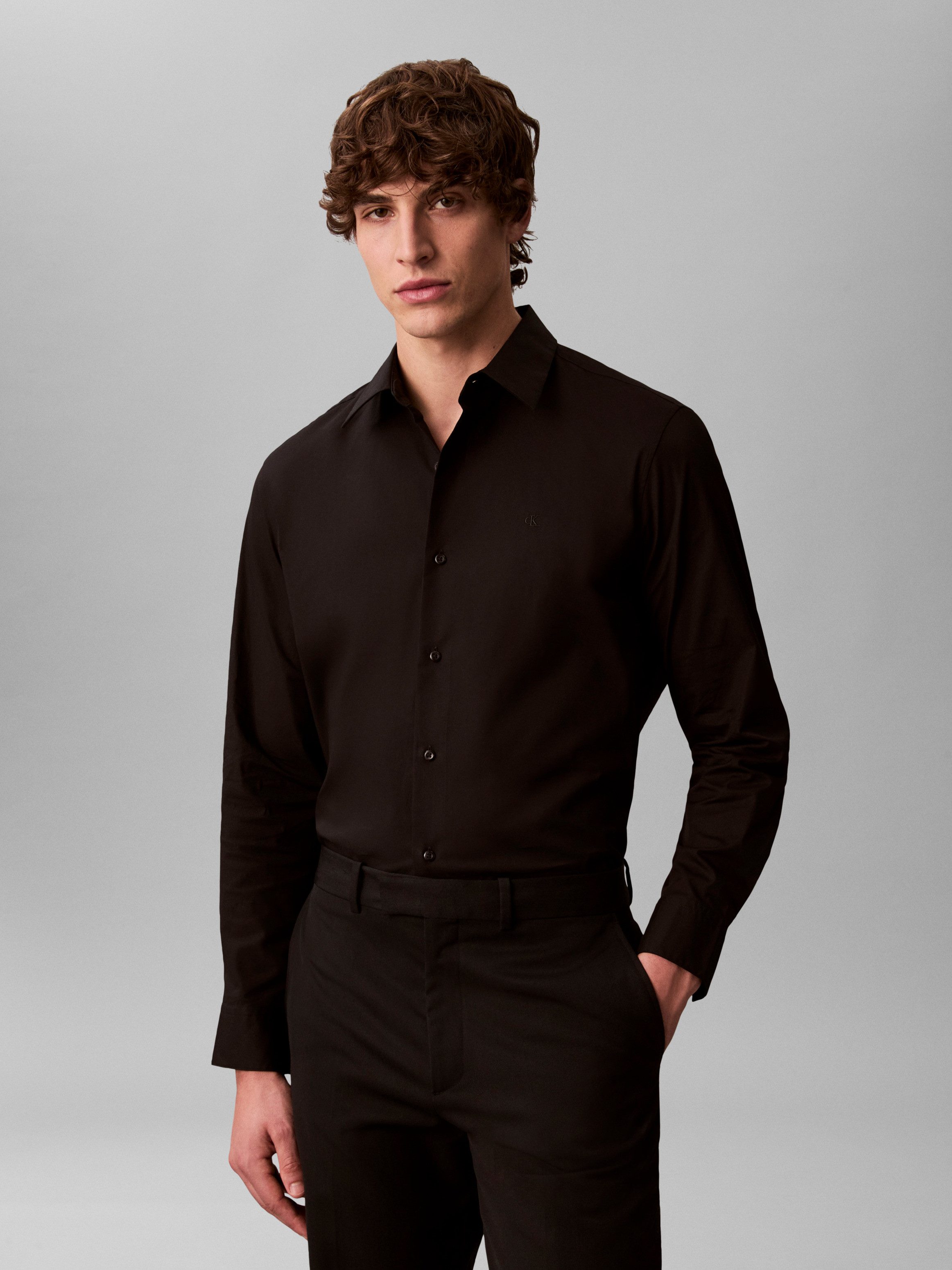 Calvin Klein Businesshemd LS SOLID STRETCH CLASSIC SHIRT mit Kentkragen günstig online kaufen