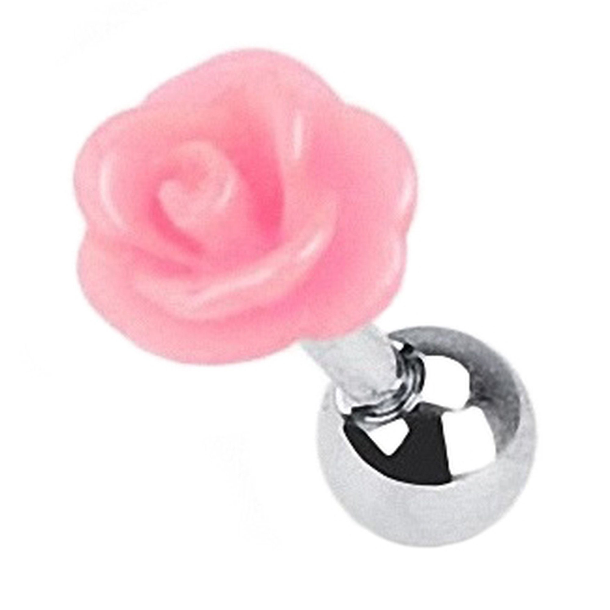 Rose, Stecker Chirurgenstahl Stab Piercing-Set Kugel Tragus Blume Rosa Taffstyle Barbell Helix Piercing Rose Knorpel Ohr Ohrpiercing Cartilage