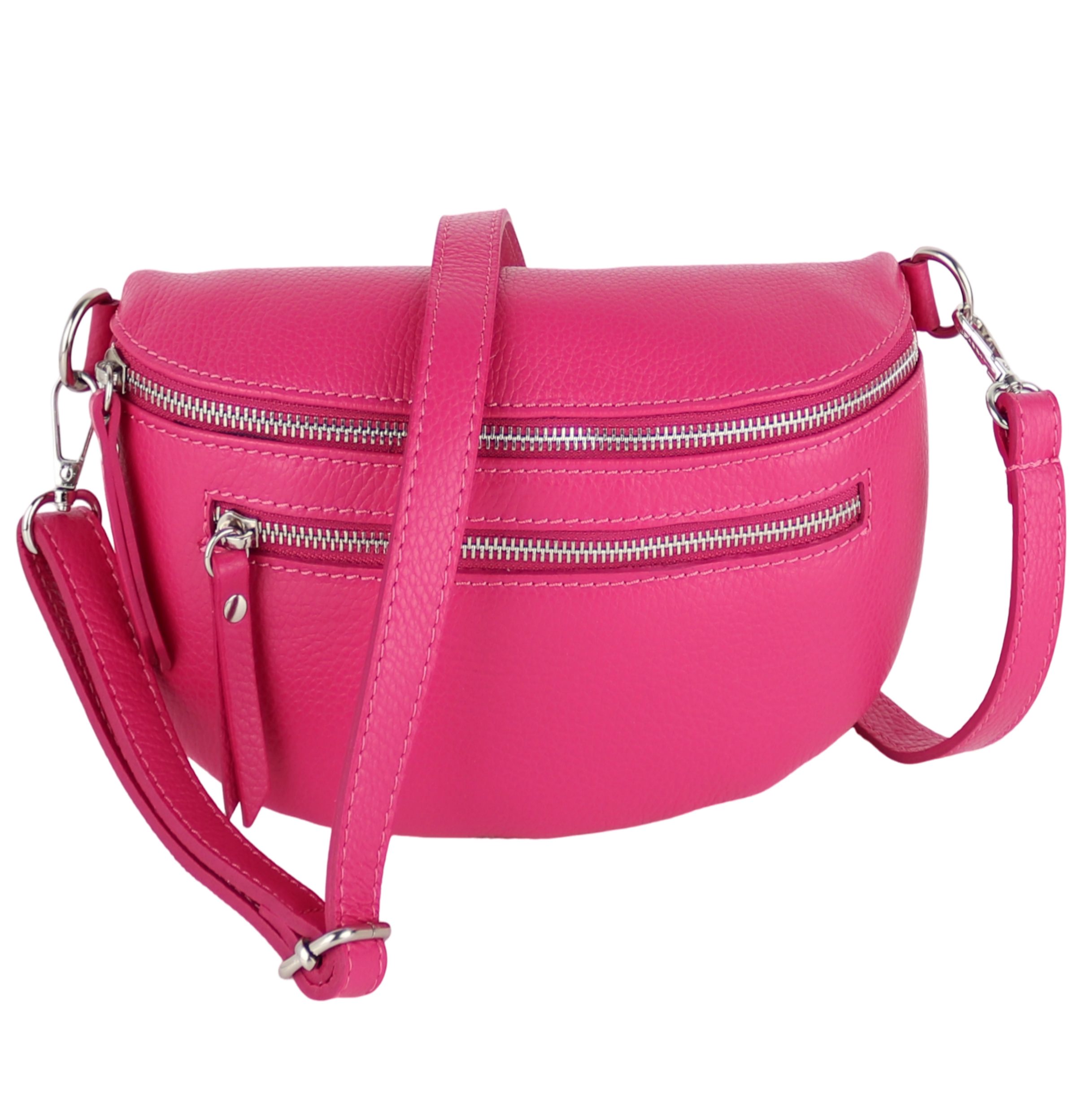 MIRROSI Bauchtasche Damen, Echtleder, Leder, Made in Italy, Umhängetasche, Brusttasche, (Schultertasche für jeden Anlass (1 Tasche & 1 Gurt), Mit zwei Reißverschlüssen), Crossbody Bag, verstellbaren Schulterriemen, Zwei Größen zur Auswahl