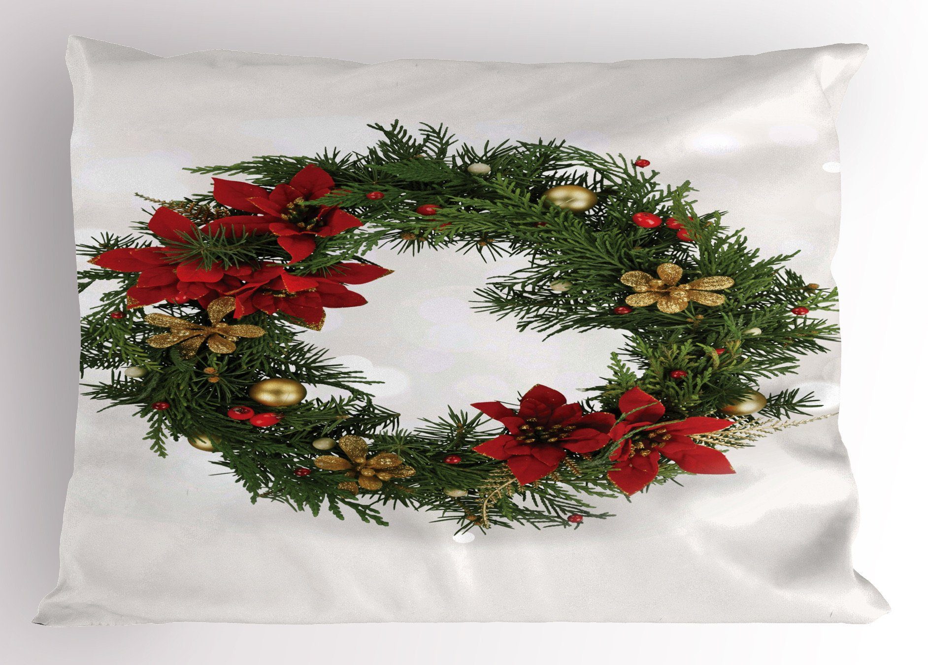 Dekorativer King Poinsettia-Blüten (1 Abakuhaus Weihnachten Stück), Kissenbezug, Kissenbezüge Size Gedruckter Standard
