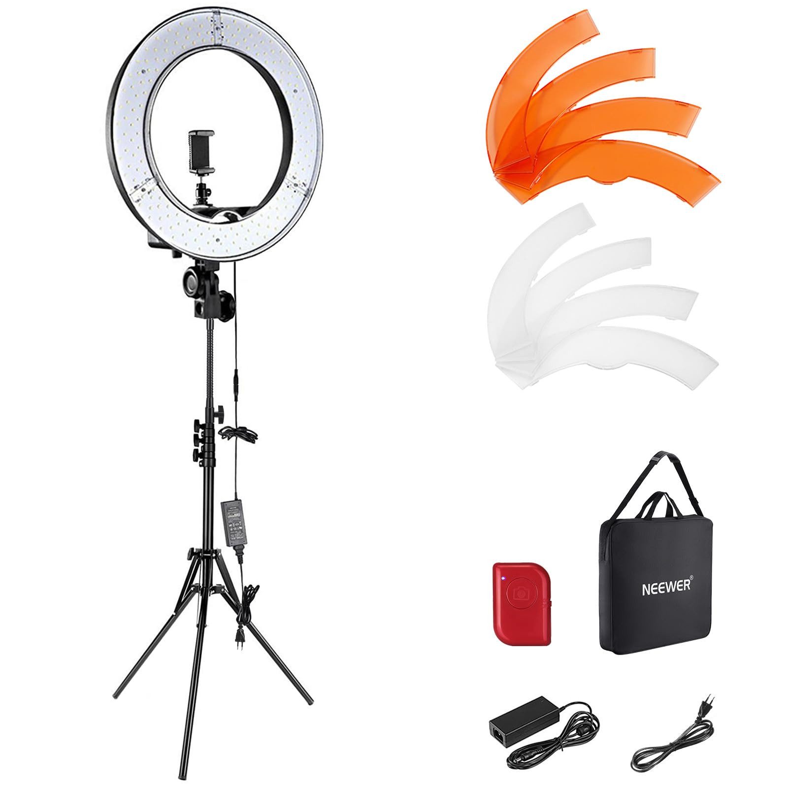 Neewer Ringlicht RL-18 Ringlicht mit Stativ Set:45cm Außen 55W 5600K LED Ringleuchte, Dimmbare, mit Bluetooth Fernbedienung, für Handy/Kamera YouTube TikTok