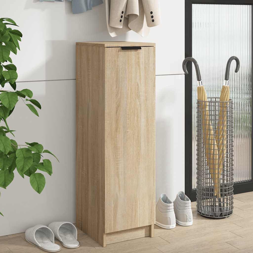 furnicato Schuhschrank 30 x 35 x 100 cm Sonoma-Eiche Holzwerkstoff (1-St) Stabiles Schuhregal mit Ablagen, Tür und sicherer Wandhalterung
