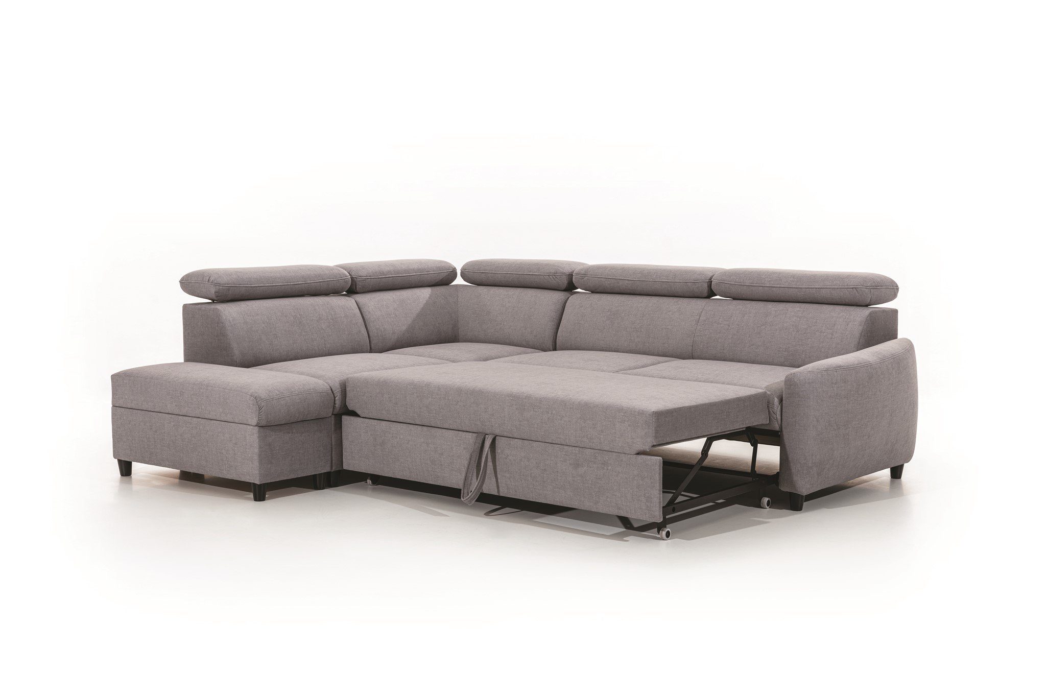 Fun Möbel Ecksofa Schlafsofa Sofa Ecksofa ANTON Velourstoff Esito, inkl. 2 Bettkästen und Schlaffunktion, Rundumbezug