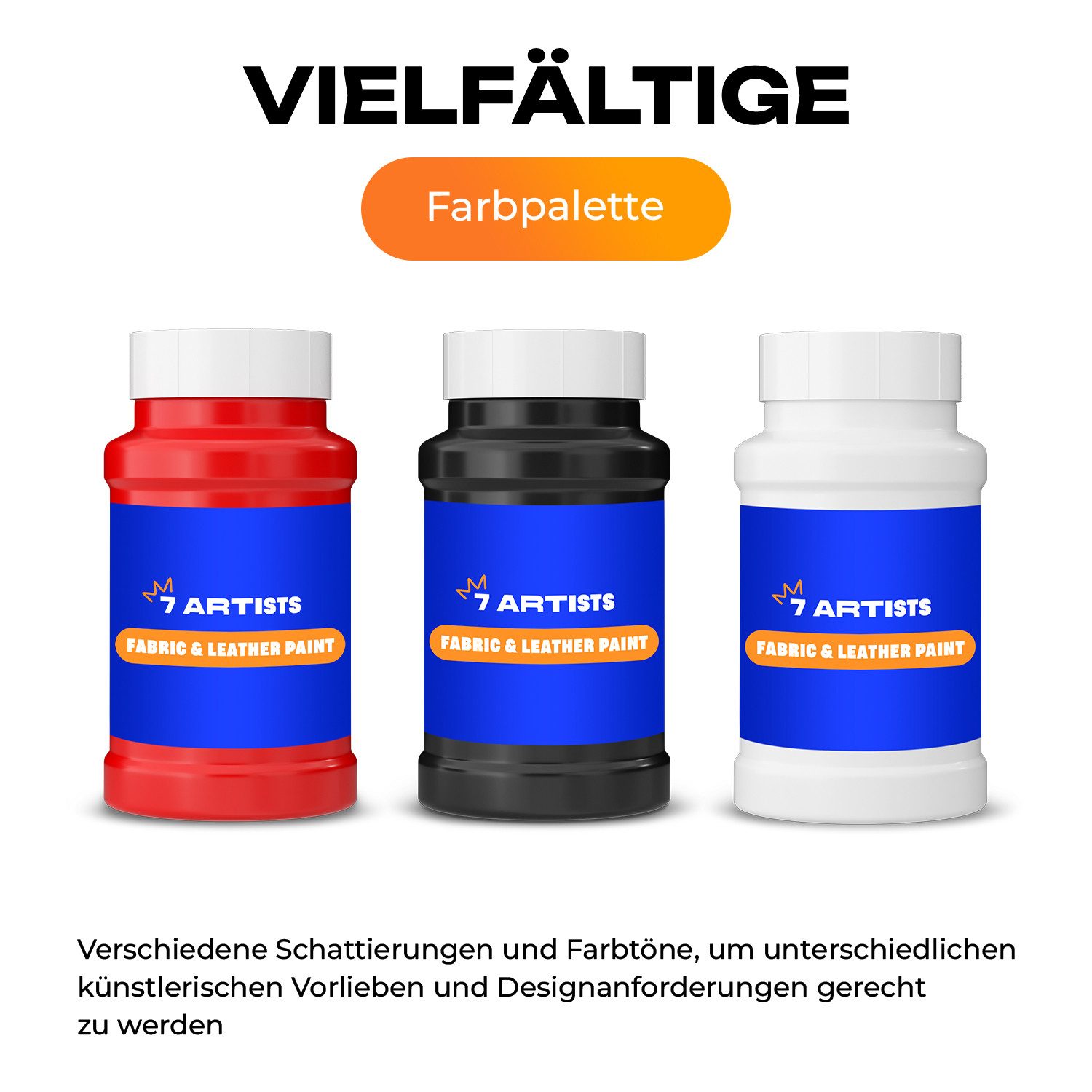 7 Artists Textilfarbe Acryl Farbe, Leder Farbe, Stoff Farbe, Textil Farbe 50 ml