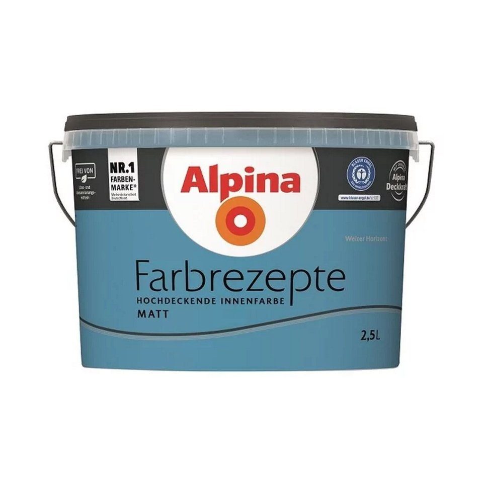 Alpina Wandfarbe Farbrezepte 2,5 L. Weiter Horizont Volles Azurblau