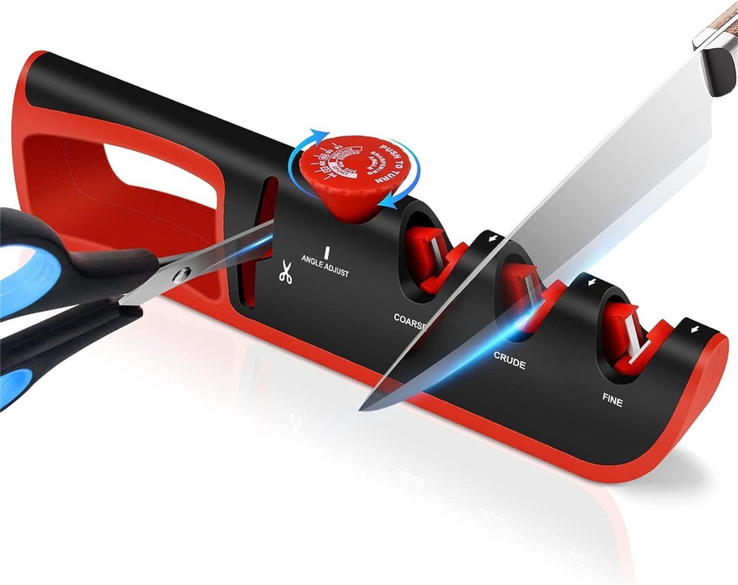 AURIVION Messerschärfer Messerschärfer Messerschärfer,4-in-1 Messerschärfer, Profi Messerschärfer 6 Stufen, verstellbar & ergonomisch