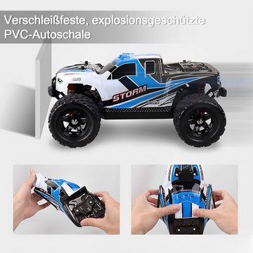 Kpaloft RC-Auto Ferngesteuertes Auto, 1:18 4WD Monster Truck (30 km/h Ferngesteuerte Fahrzeuge, 2.4 GHz RC Spielfahrzeuge, RC Offroader, Elektrofahrzeug mit 7,4 V Batterie), für Kinder und Erwachsene