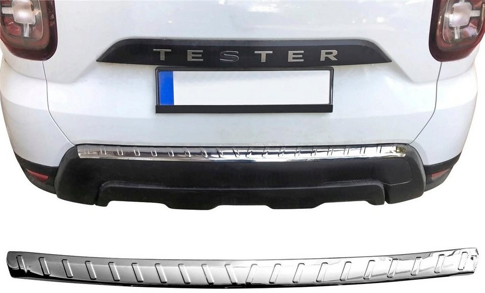 RECAMBO Ladekantenschutz, Zubehör für Dacia Duster II, ab 2018, Edelstahl  chrom poliert, mit Abkantung