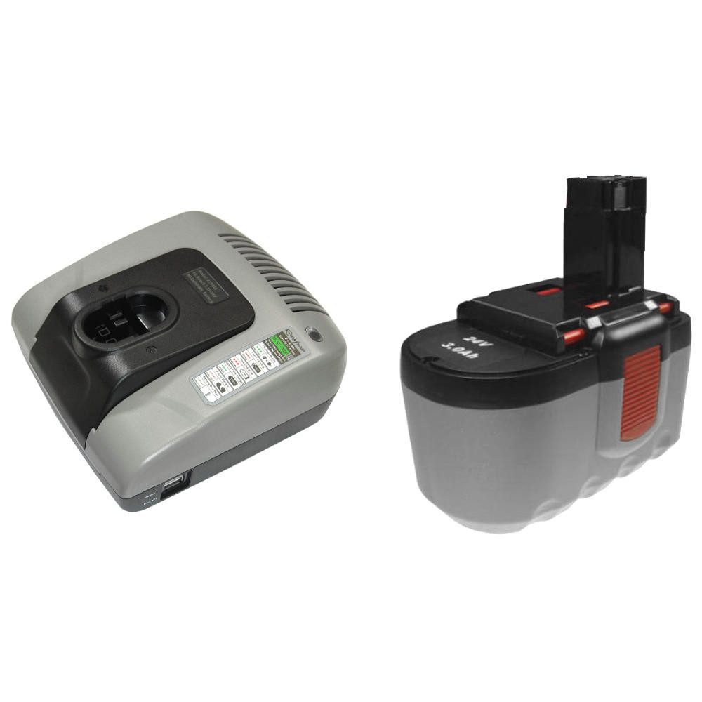 Trade-Shop 2in1 Set passend für Berner BACCS-24V BACCS24V - Ladegerät + Akku Ni-MH 2000 mAh (24 V)
