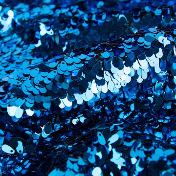 SCHÖNER LEBEN. Stoff Pailletten Stoff lose blau aqua 1,3m Breite, mit Metallic-Effekt